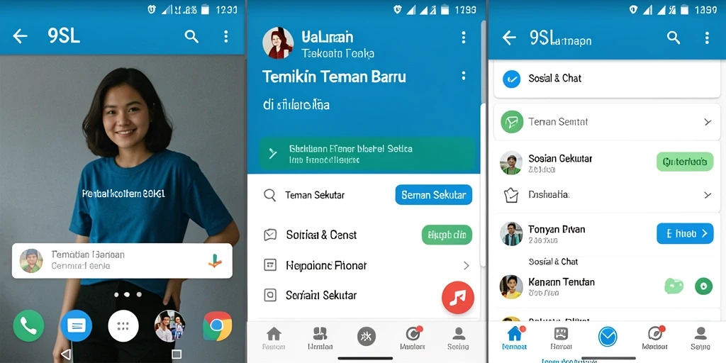 Screenshot antarmuka pengguna 9SL menunjukkan fitur pencarian teman.