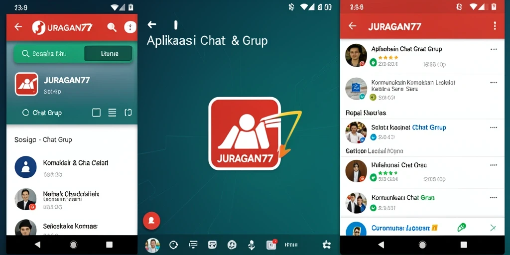 Tampilan utama JURAGAN77 dengan fitur Chat Grup yang menarik.