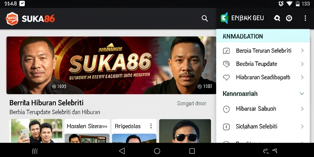 Tampilan antarmuka aplikasi SUKA86 yang modern dan informatif.