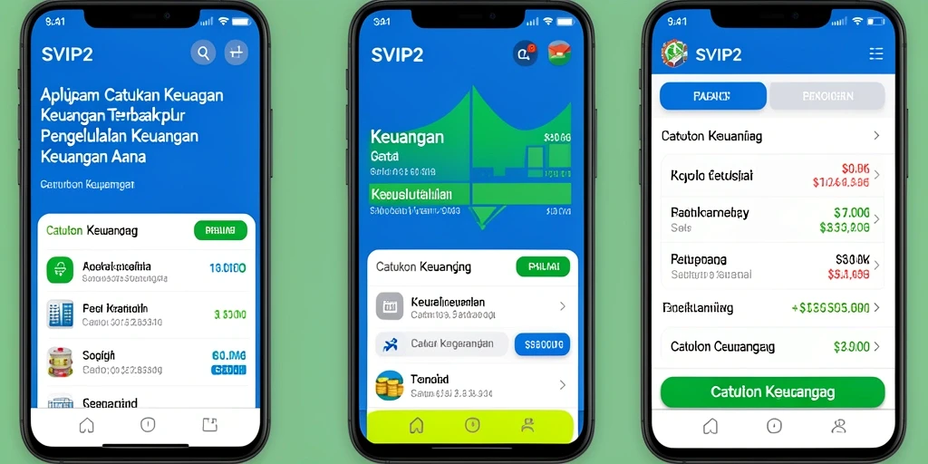 Antarmuka aplikasi SVIP2 dengan fitur Catatan Keuangan yang intuitif.