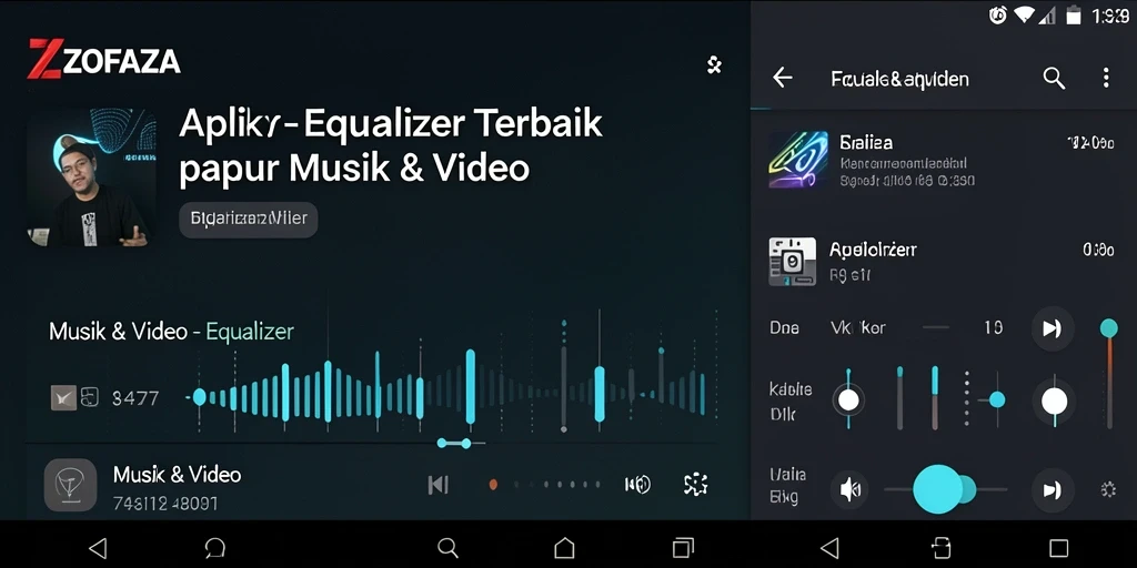 Antarmuka aplikasi ZOFAZA dengan fitur Equalizer yang lengkap.